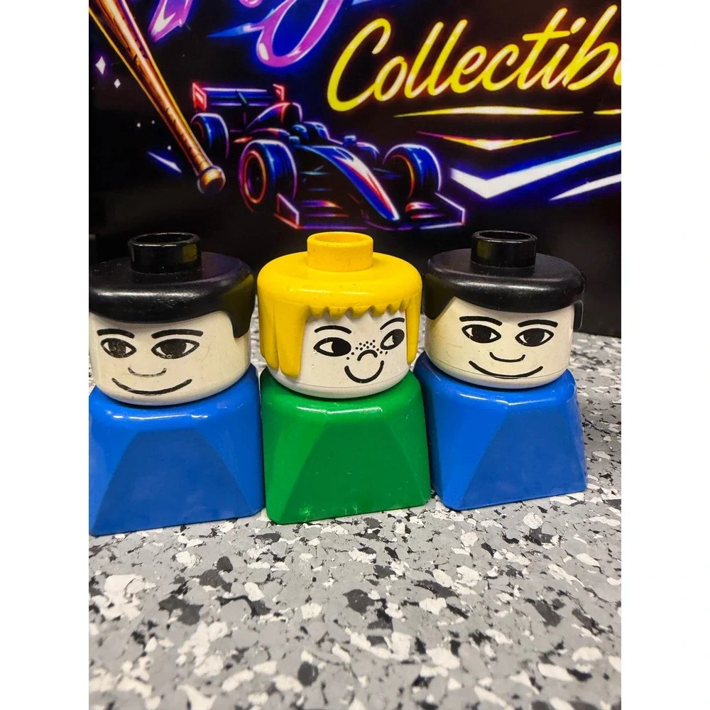 Vintage LEGO Duplo Figures 1970s 1980s Square People and Articulated Figure Set